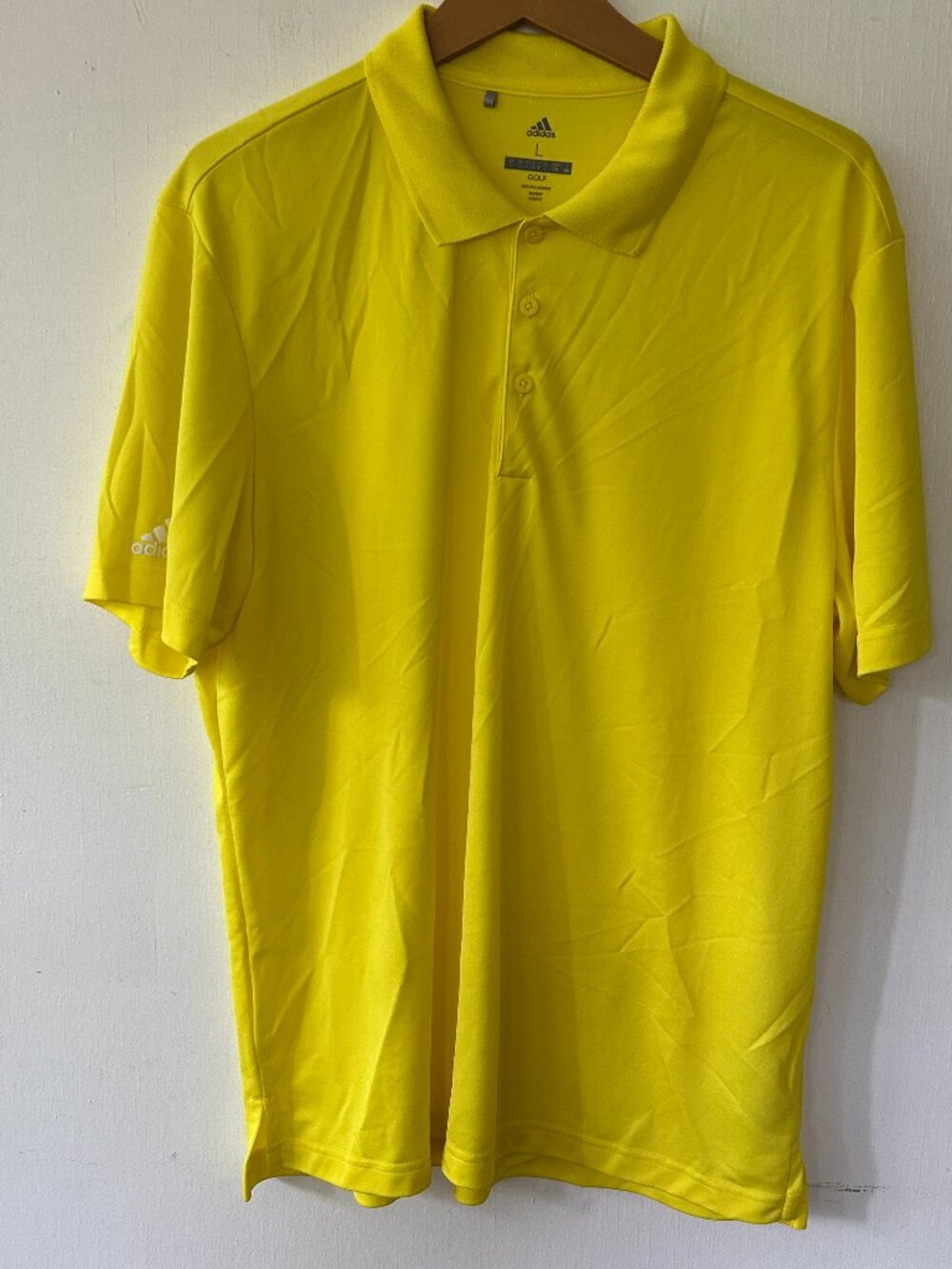 adidas Golf Polo Shirt Mens Large Yellow Collared Tennis Preppy Academia Active